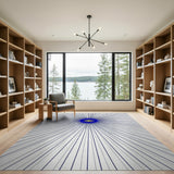 Radiant Navy Blue Sunburst Geometric Area Rug