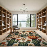 Southwestern Cactus Bloom Desert Rug