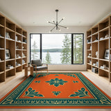Traditional Persian Vibrant Orange Persian Floral Area Rug