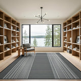 Black White Vertical Stripe Geometric Modern Area Rug