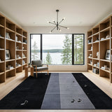 Modern Music Note Black Grey Stripe Area Rug