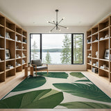 Oversized Monstera Leaves Green Area Rug