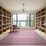 Bold Pink Striped Geometric Area Rug