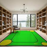 Vibrant Green Area Rug with Yellow Circles