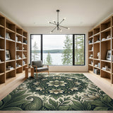 Green Paisley Floral Mandala Area Rug