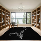 Minimalist Vine Swirl Line Art Area Rug