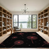 Windswept Red Dandelions Area Rug