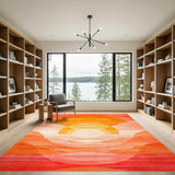 Abstract Orange Sunset Geometric Area Rug