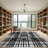 Geometric Modern Black White Geometric Crosshatch Area Rug