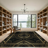 Geometric Modern Gold Swirl Geometric Area Rug
