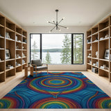 Rainbow Spiral Abstract Area Rug