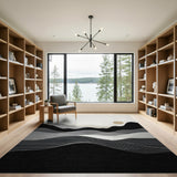 ODIKA Modern Washable Abstract Mountain Landscape Area Rug - Black & White Low Pile