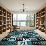Carolina Panthers Teal Numbers Jersey Area Rug