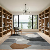 Modern Abstract Wavy Grey Area Rug