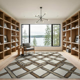 Woven Lattice Brown Tan Area Rug
