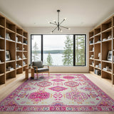 Vibrant Pink Persian Geometric Area Rug