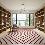 Red Geometric Diamond Line Area Rug