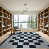 Black White Geometric Checkerboard Area Rug
