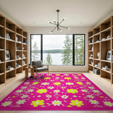 Pink Vibrant Pink Daisy Floral Area Rug