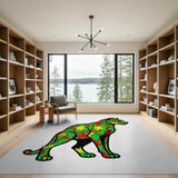Vibrant Green Cat Pattern Area Rug