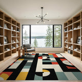 Geometric Vinyl Record Area Rug