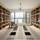 Geometric Modern Beige Geometric Block Stripe Area Rug
