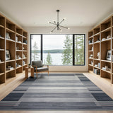 Grey Modern Grey Geometric Stripe Area Rug