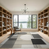Beige and Neutral Abstract Geometric Grey Area Rug