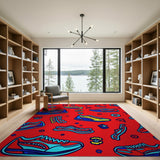 Playful Sneaker Doodle Area Rug