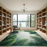 Lush Monstera Palm Leaf Area Rug