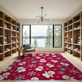 Festive Snowmen Snowflakes Area Rug