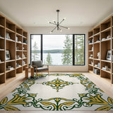 Yellow Floral Medallion Area Rug