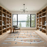 Snowy Village Hills with Pines Area Rug