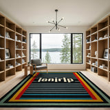 Bold Multi-Color Striped Geometric Area Rug