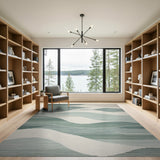 Teal Wave Abstract Abstract Area Area Rug