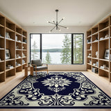 Navy Persian Star Medallion Area Rug