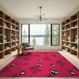 Pink Parsley Sprigs Golden Bells Area Rug