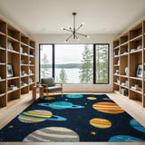 Starry Planets Space Adventure Kids Rug