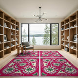 Vibrant Pink Persian Star Floral Area Rug