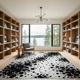 Black White Abstract Dot Splatter Area Rug