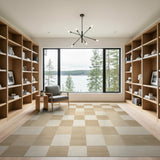 Modern Beige Ivory Grid Area Rug