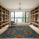 Rainbow Floral Heart Area Rug