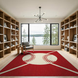 Red Baseball Stitched Area Rug