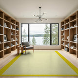 Vibrant Yellow Border Textured Area Rug