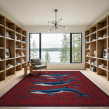 Majestic Blue Whales Persian Area Rug