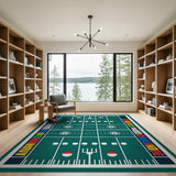 Football Field Area Rug with Vibrant Letters