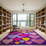 Multi-color and Patterns Playful Multi-Color Hearts Area Rug