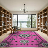 Floral Vintage Pink Vibrant Pink Mandala Floral Area Rug