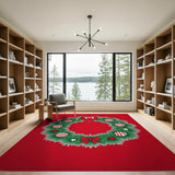 Festive Cartoon Christmas Wreath Area Rug