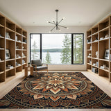 Boho Orange Mandala Area Rug